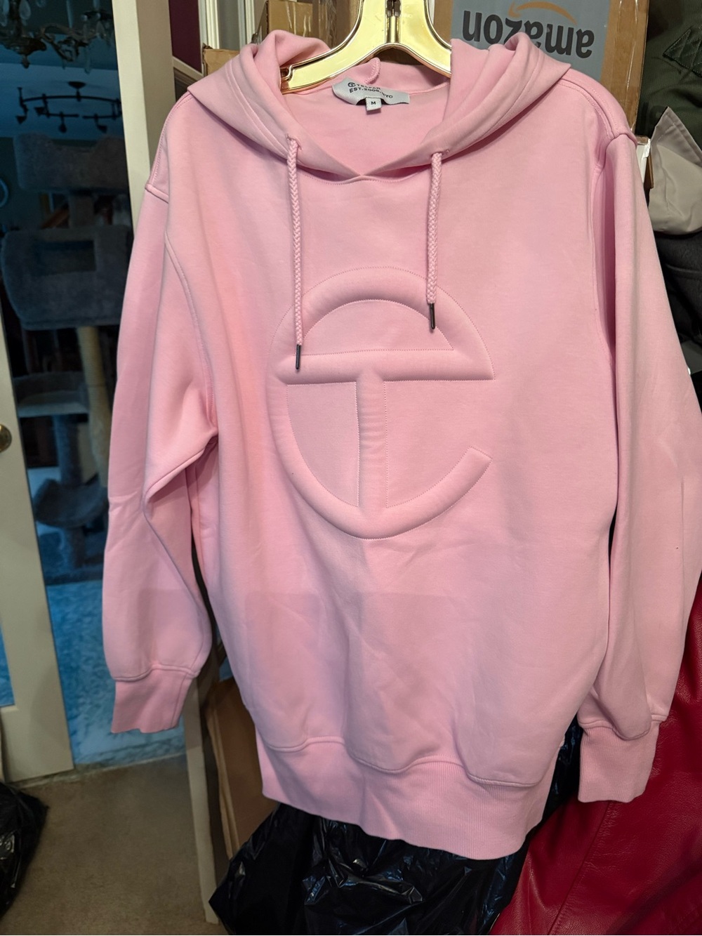Telfar Pink Embossed Logo Crewneck Sweatshirt